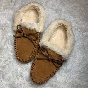 J. Crew Cozy Tan Fleece Lined Mocassins